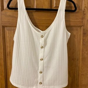 H&M white button detail tank